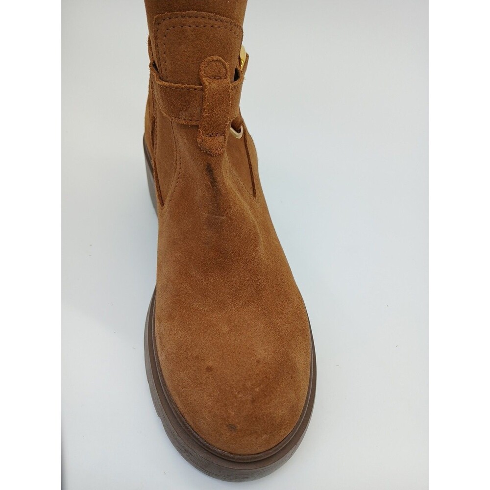 Steve Madden Coletta Lug Sole Tan Suede Buckle Ankle Booties Size 7.5 - Picture 3 of 7